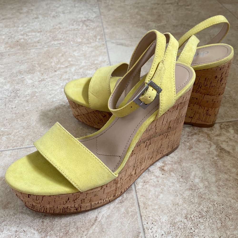 Charles David Yellow Wedge Sandals